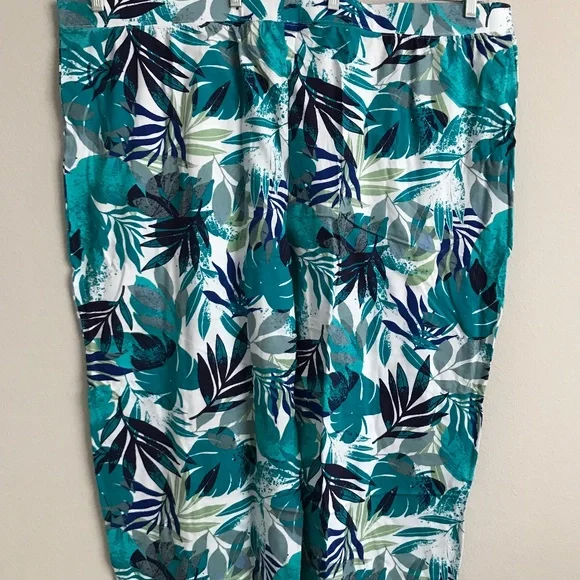Denim Beach Petite Wide Leg Full Length Pant Aqua (sz P4X) a593005